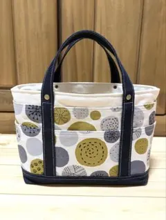 ポケットいっぱい♡ミニトートバッグ風ツールボックス♡北欧風サークル柄