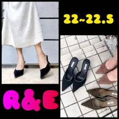 【R&E】ゴールドパイピングミュールパンプスのサムネイル