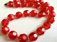 年代物 赤色 クリアレッド レトロポップ vintageネックレス