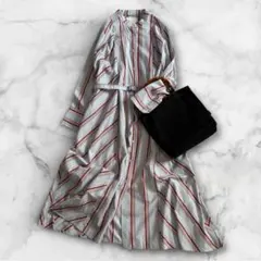 美品♪【パブリックトウキョウ】シャツワンピース　ベルト付き　マルチストライプ