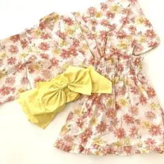 花柄　浴衣　女の子　ワンピース　帯付き　3点セット　100 ブランシェス