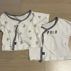 polo ポロ クマ柄 ロゴ柄 短肌着 新生児 肌着 前開き バースデイ ベア