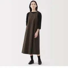 無印良品 乾きやすいブロードスリーブレスワンピース サイズS ブラウンチェック