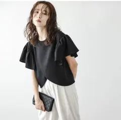 フィットモア チューリップ袖リボントップス ブラック - メルカリ 美品 Fitmore 24SS チューリップ袖リボントップス 完売品 ブラック