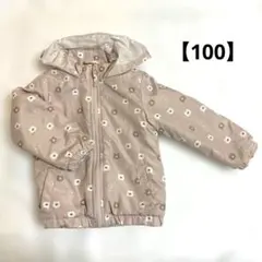裏ボアジップアップジャケット ベビー キッズ 子供 花柄 女の子【100】