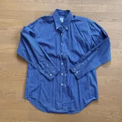 青白チェック柄 長袖シャツ XL