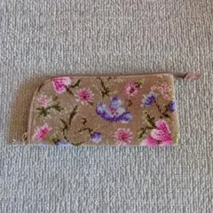 Emjean （アーンジョー）花柄刺繍ポーチ　花柄 シェニール織 L字ファスナーのサムネイル