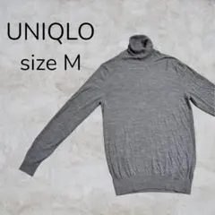 UNIQLO ユニクロ トップス タートルネック 長袖 無地 グレー ウール