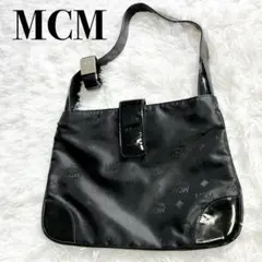 【即日発送】美品 MCM ショルダーバッグ エナメル ナイロン 総柄 黒 肩掛けのサムネイル
