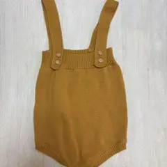 gil&niya マスタードイエロー　サスペンダー　ニット　パンツ　73cm