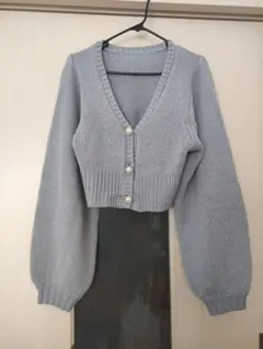 GRLクロップド丈カーディガン ブルー
