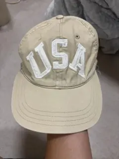 ラルフローレンUSA キャップ　ビンテージ　90s ポロスポーツ　ベージュ