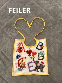 【FEILER】綿100％ 動物 アルファベット 刺繍 スタイ よだれかけ