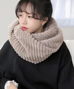 DHOLIC リブフェイクファースヌード　マフラー