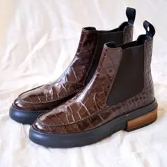 TODSトッズ ブラウンエンボスクロコダイルチェルシーブーツ36 1/2極美品のサムネイル