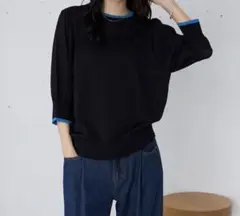 ラスト1点　半袖　シアーニット　接触冷感　 UVカットのサムネイル