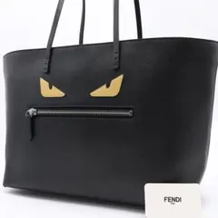 極美品 FENDI バグズ モンスター ロールバッグ ブラック カーフレザー
