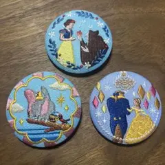 ディズニー　刺繍缶バッジ　美女と野獣　白雪姫　ダンボ