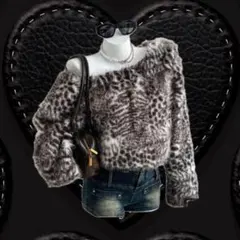 サラ様 美品 オフショルダー 毛皮風ジャケット フェイクファー トップス