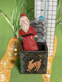 クリスマスオーナメント サンタクロース 木彫り風のサムネイル