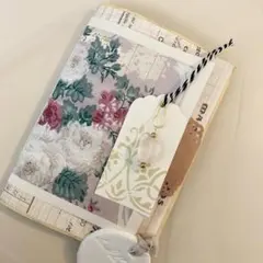 ㉒ジャンクジャーナル土台チャーム付【ビンテージ/シャビー】白ベージュピンク