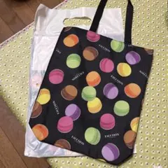 FAUCHON マカロン柄エコバッグ ブラック(新しい袋入り)