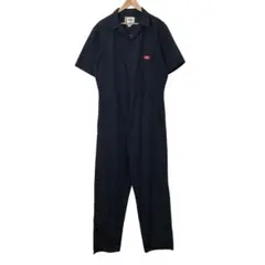 Dickies ディッキーズ　つなぎ　半袖　オールインワン　ワッペンロゴ　紺色