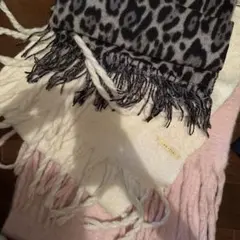 レオパード柄 ウール混マフラー