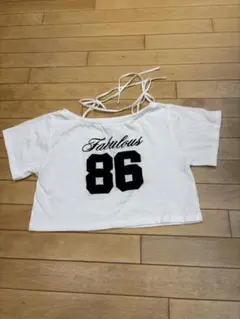 Fabulous 86 ロゴ クロップド丈 Tシャツ ホワイト M