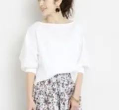 ホワイト バルーンシルエット 五分袖シャツ