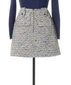 レディアゼル　ミニスカート　台形　ツイード　水色　ブルー　インパン