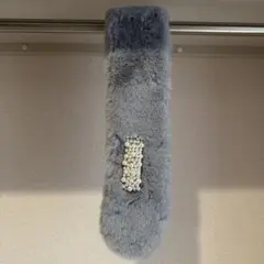 グレー ファー ビジュー マフラー