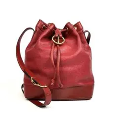 【美品】ディオール　ショルダーバッグ　ゴールド金具　CD　レザー　シボ革　レッド