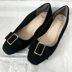サボイ ブラック スエード風 ローヒールパンプス フラットシューズ SAVOYのサムネイル