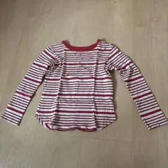 長袖カットソー 赤と白のストライプ 星刺繍