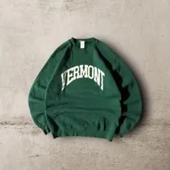 USA製90s古着 バーモント大学カレッジロゴスウェットシャツCBOYグリーンS