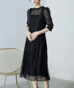 niana 総レースバックリボンドレス ブラック Sサイズ
