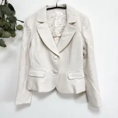 美品✨ジャケット テーラード 長袖 ペプラム レースフリル　通勤　七五三　結婚式のサムネイル
