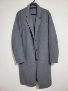 【極美品】UNIQLOダブルフェイスチェスターロングコート　L　グレー