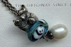 TROLLBEADS パンダの親子のシルバーとガラスチャーム2点セット