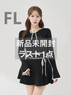 Darich ウエストオープンリボンデザインニットミニワンピース ブラック FL