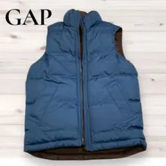 GAP 子ども用 120cm中綿ダウンベスト青と茶色のリバーシブル