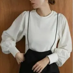 アーバンリサーチ サニーレーベル パフスリーブコンビプルオーバー オフホワイト