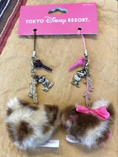 ミッキー&ミニーヒョウ柄ストラップ☆レトロ
