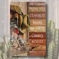 ブリキ看板　カウボーイ　インテリア　雑貨　ヴィンテージ　プレート　レトロ