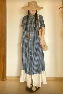 新品⭐シャツワンピース　チェック柄