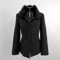 【美品】INDIVI ファー付き取り外し可ショートコート ブラック 36