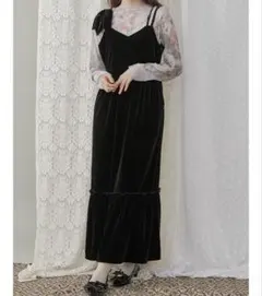 merry jenny アシメribbonベロアワンピース