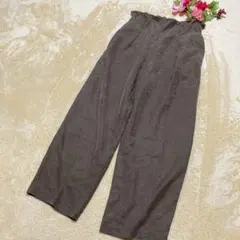 【GUジーユー】ベルトタックテーパードパンツ(ベルト無し)ダークブラウン M