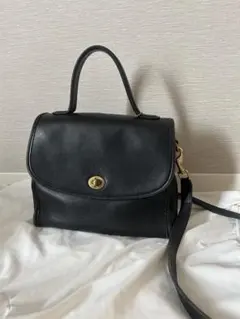 COACH オールドコーチ レザーハンドバッグ ショルダーバッグブラック2WAY
